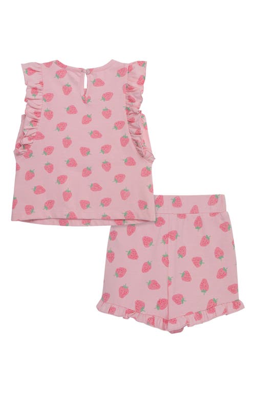 Shop Little Me Strawberry Knit Ruffle Top & Shorts Set In Pink