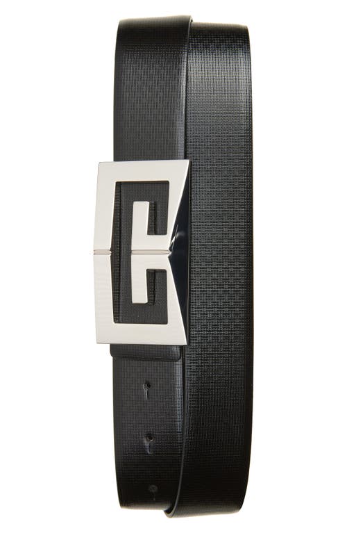 Givenchy 2g Small Buckle Leather Belt In Black/dark Blue