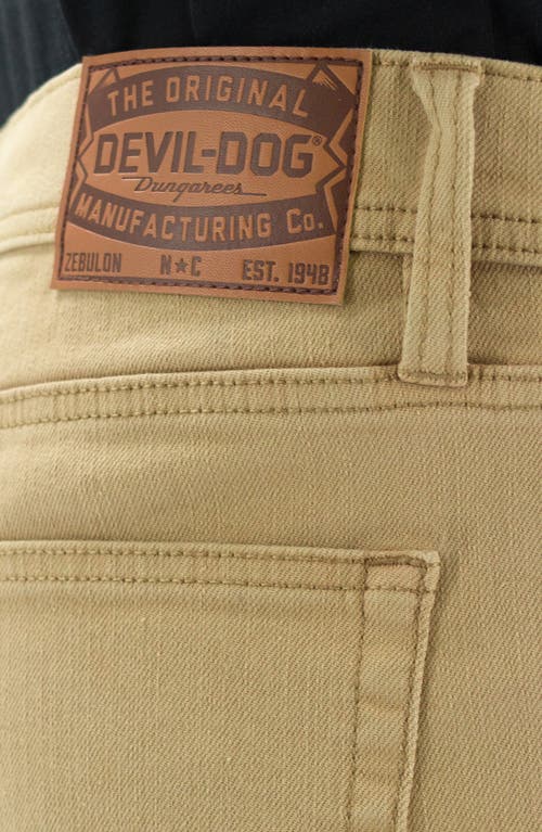 Shop Devil-dog Dungarees Slim Straight Leg Jeans In Med Beige/khaki