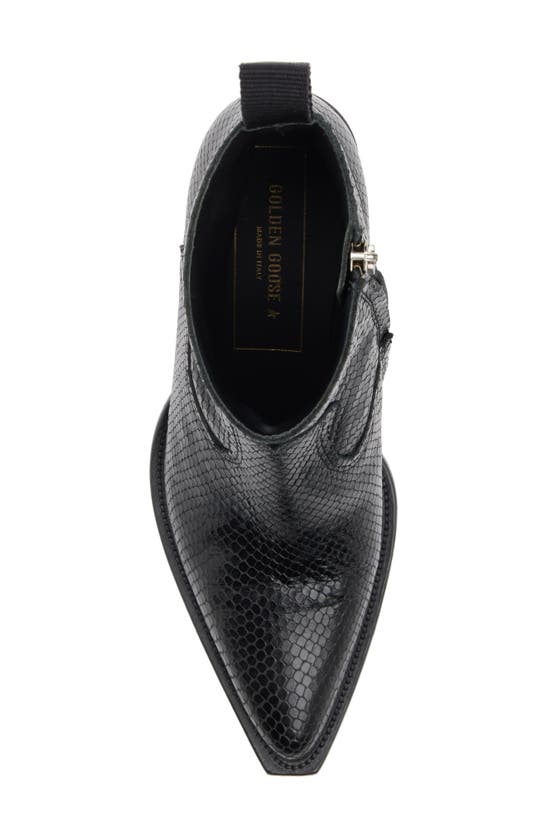 Golden Goose Debbie Snake Embossed Pointed Toe Bootie In Black