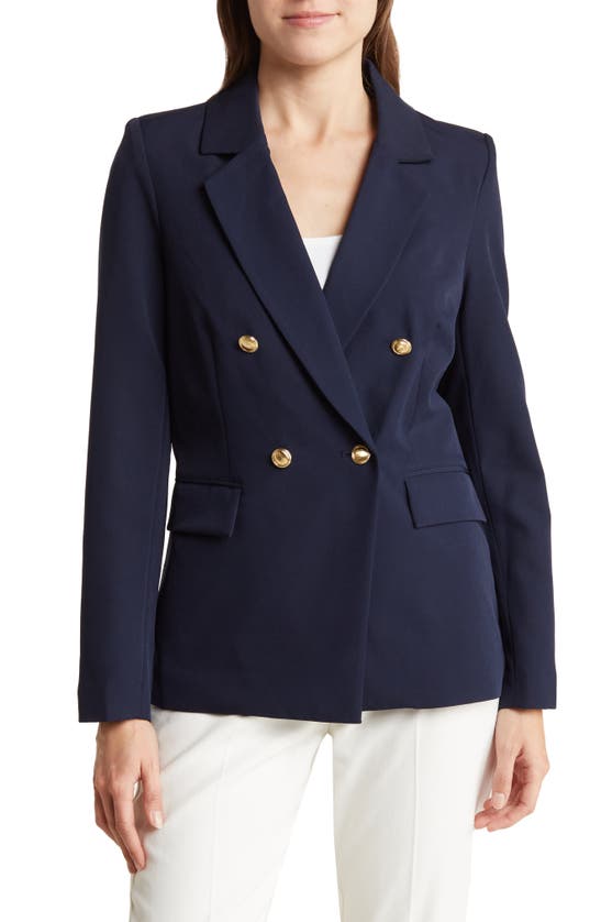 Nanette Lepore Double Breasted Career Blazer In Nanette Navy