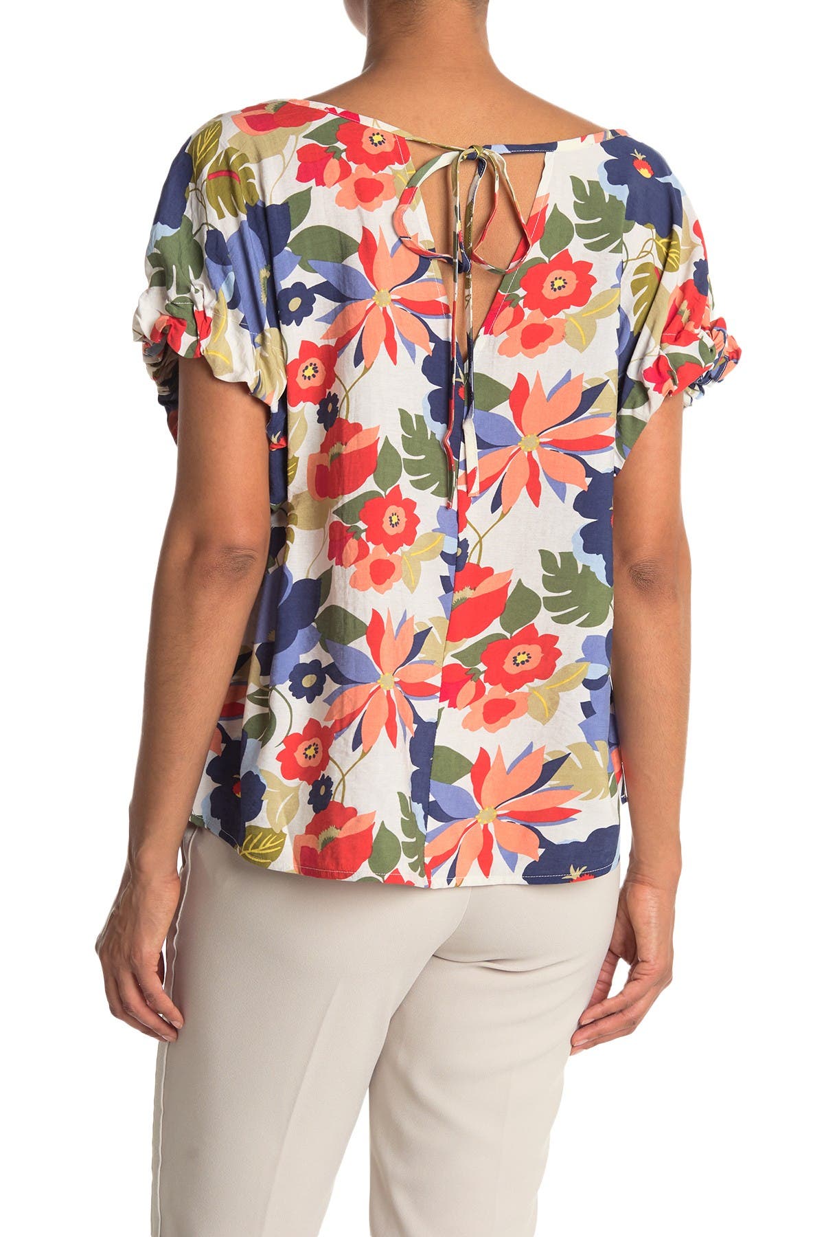 Patrizia Luca Floral Gathered Short Sleeve Top In Assorted Pre-pack