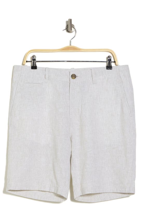 14th & Union Linen Blend Trim Fit Shorts In Green Clay-white Eoe