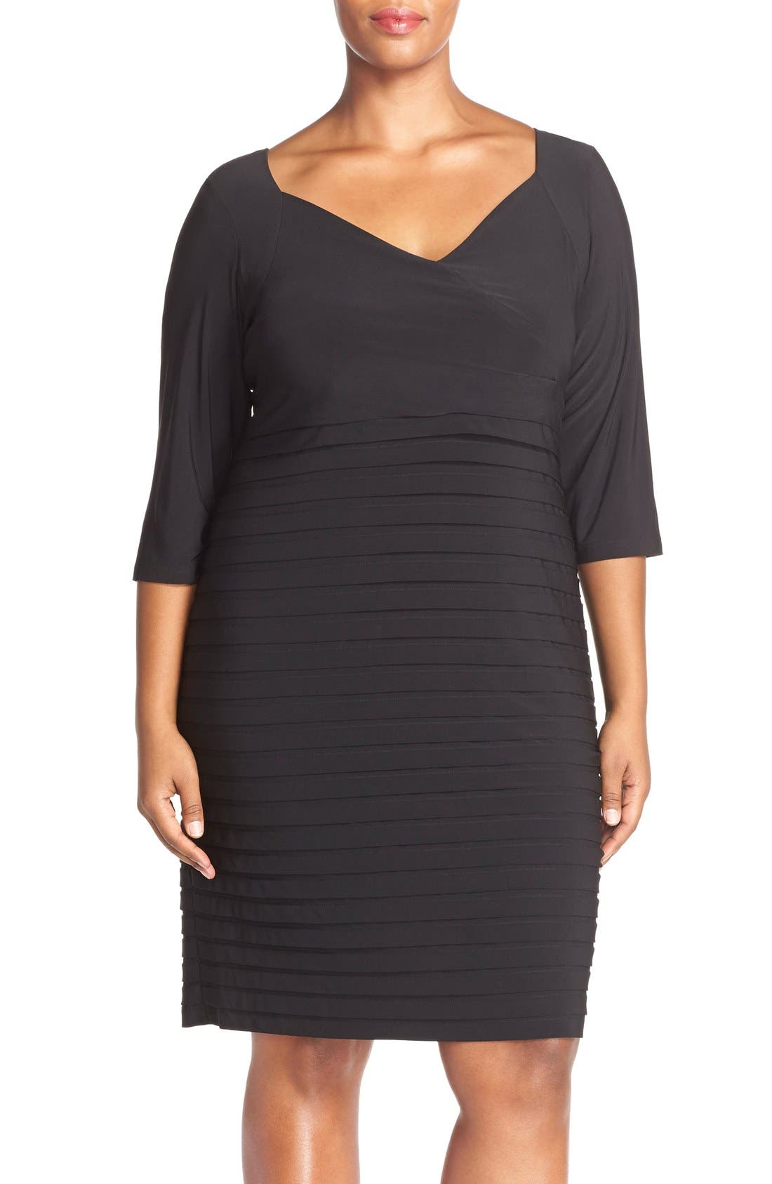 Adrianna Papell Shutter Pleat VNeck Sheath Dress (Plus Size) Nordstrom