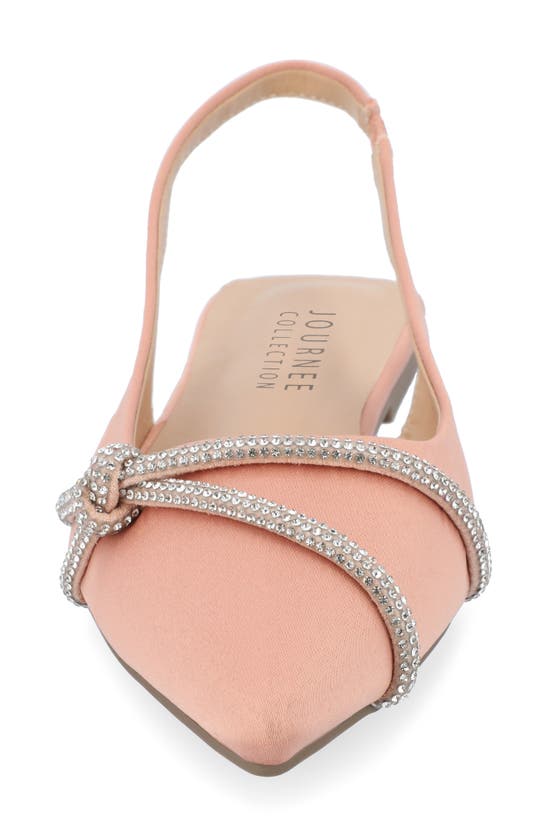 Journee Collection Rebbel Pavé Crystal Knot Slingback Flat In Rose