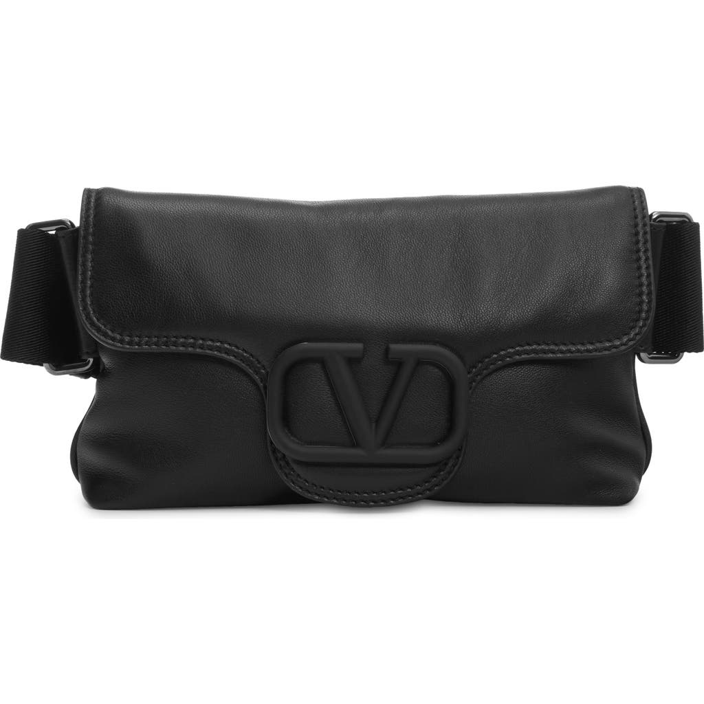 Valentino Garavani Small Vlogo Leather Satchel In Black