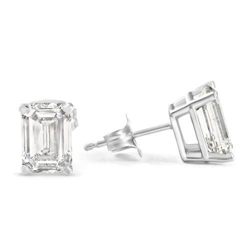 Shop Bliss Diamond 2ct Lab Grown Emerald Cut Diamond Studs 14k White Gold Earrings