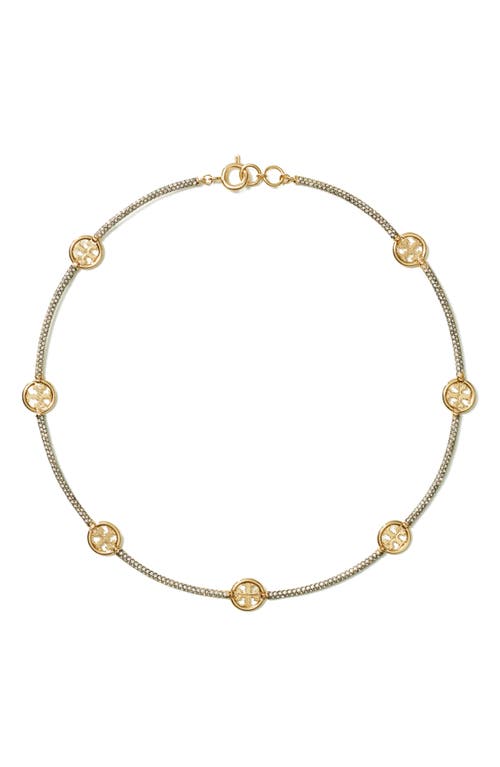 Tory Burch Miller Pavé Crystal Necklace in Tory Gold /Crystal at Nordstrom