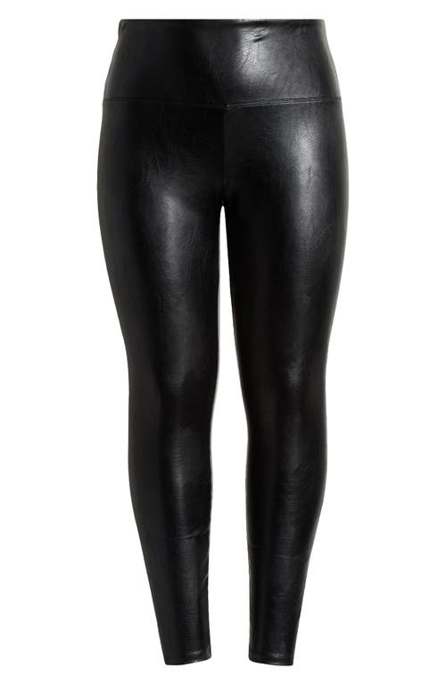 Lyssé Plus Size Textured Faux-leather Leggings In Kohl Black