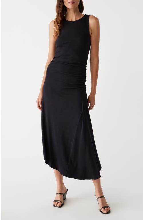 Shop Michael Stars Perez Asymmetric Sleeveless Midi Dress In Black