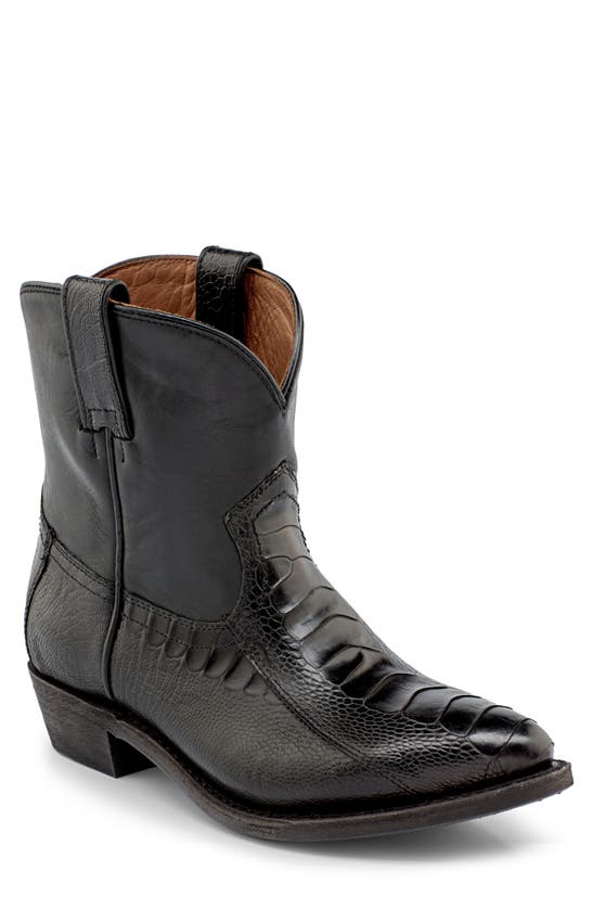 Frye Billy Western Bootie In Black - Ostrich Leg