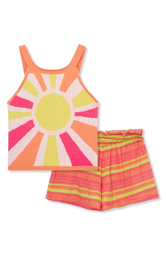 Peek Aren't You Curious Kids' Sun Tank & Stripe Shorts Set In Coral