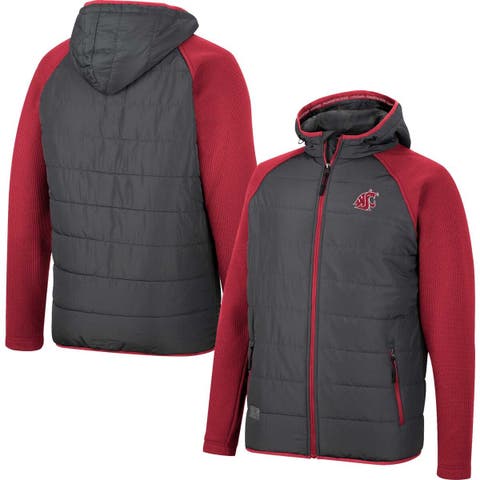 Men's Cutter & Buck Crimson Washington State Cougars Navigate Softshell  Full-Zip Jacket