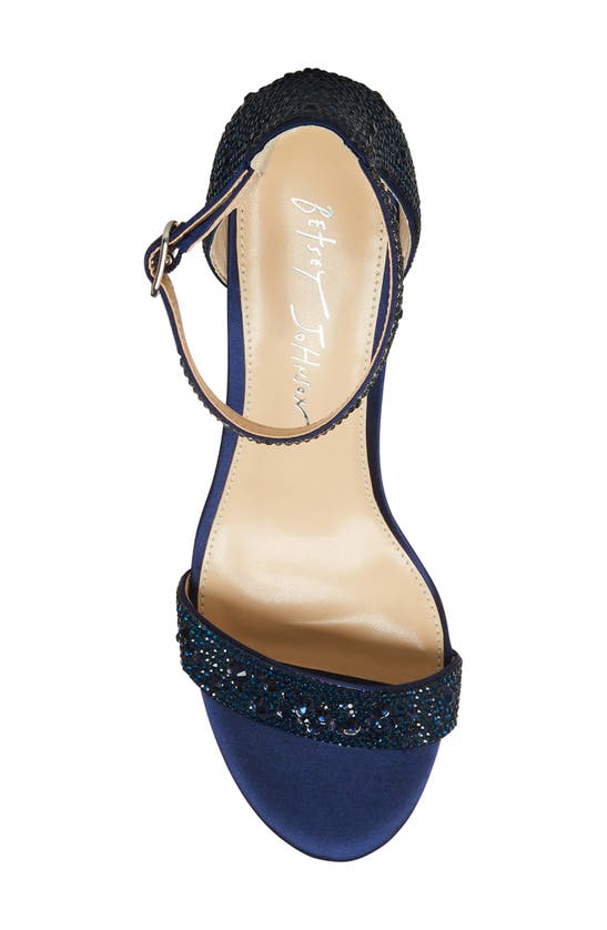 Shop Betsey Johnson Mari Crystal Ankle Strap Sandal In Navy