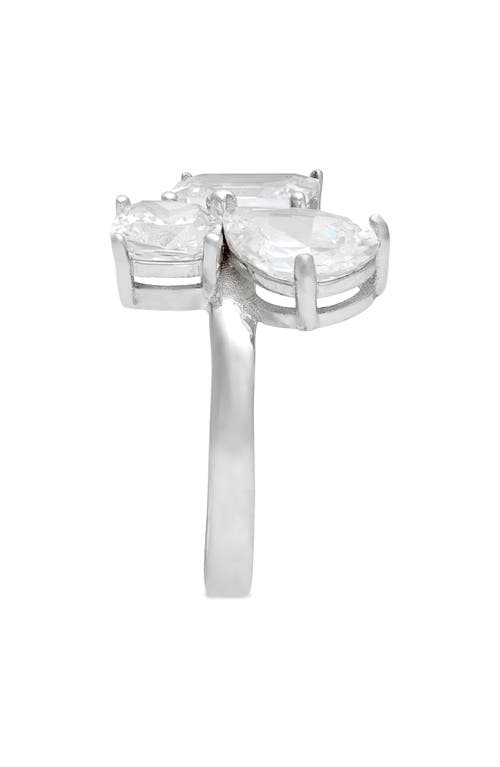 Shymi Cubic Zirconia Cocktail Ring In Silver/white