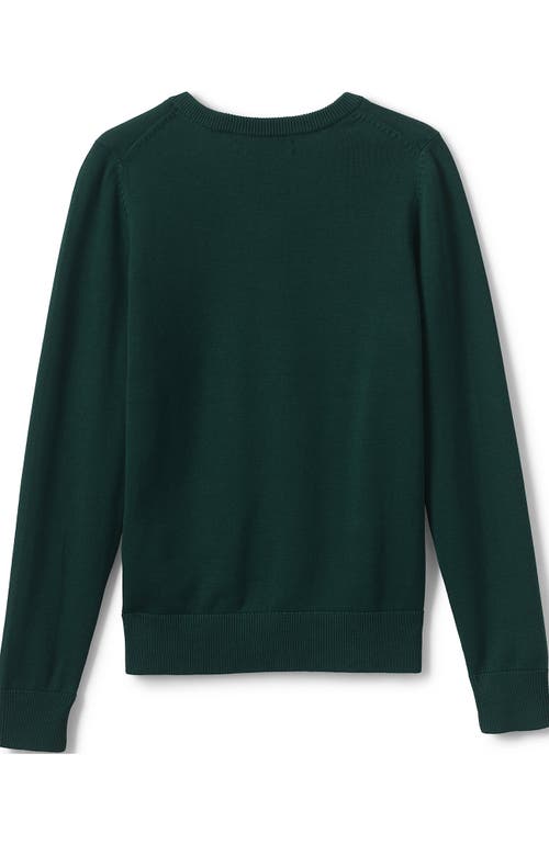 Lands' End School Uniform Boys Cotton Modal Fine Gauge V-neck Sweater In Evergreen