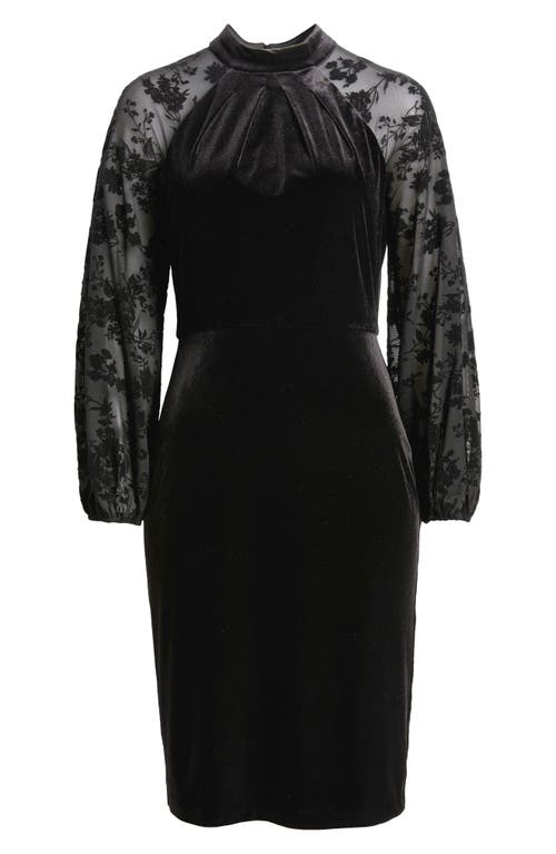 Shop Eliza J Long Sleeve Velvet Cocktail Dress In Black