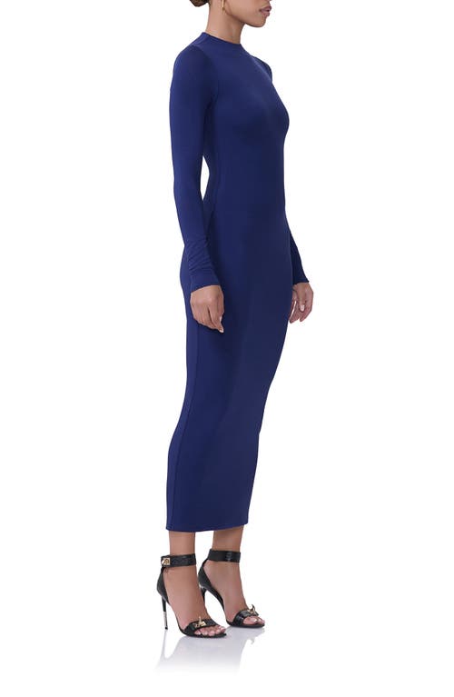 Shop Afrm Juniper Long Sleeve Jersey Maxi Dress In Bright Navy