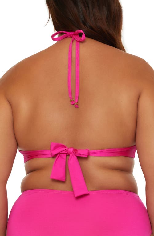 Trina Turk Womens Braided Trim Halter Bikini Swim Top In Pink Parade