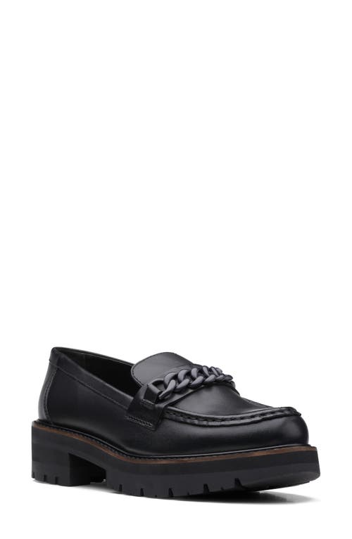 Clarks(r) Orianna Edge Platform Loafer in Black Leather