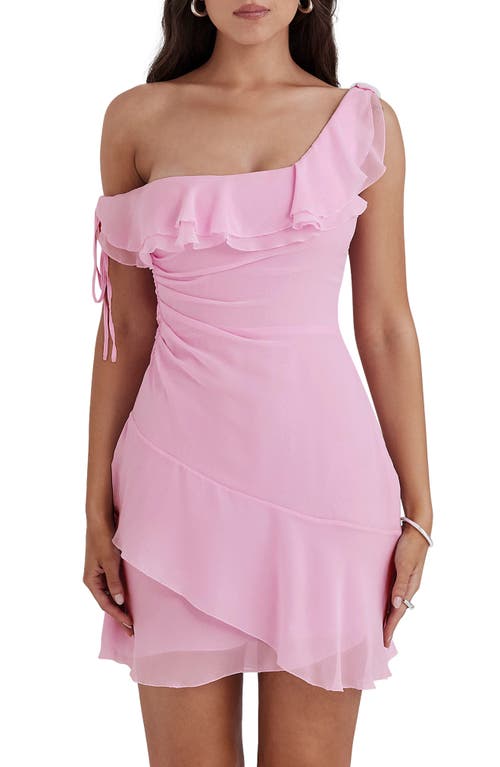 Shop House Of Cb Kalena Layered One-shoulder Georgette Minidress In Piroutte