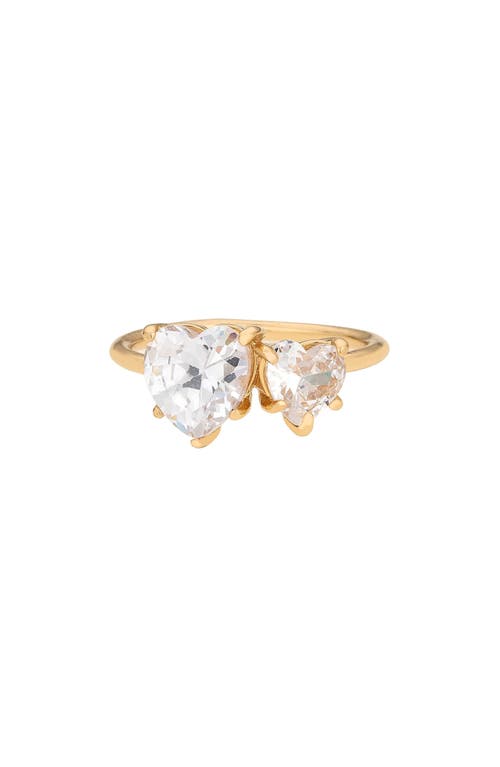 Cubic Zirconia Double Heart Ring in Gold