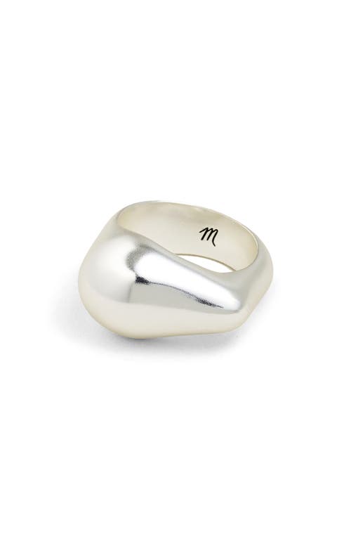 Madewell Droplet Signet Band Ring in Light Silver Ox at Nordstrom, Size 7