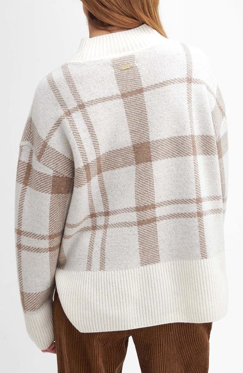 Shop Barbour Deanna Plaid Wool Blend Mock Neck Sweater In Winter White Tartan