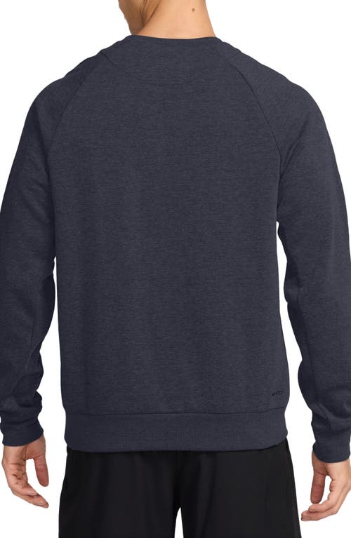 Nike Men's Primary Fleece Dri-fit Uv Performance Crew In Obsidian/heather