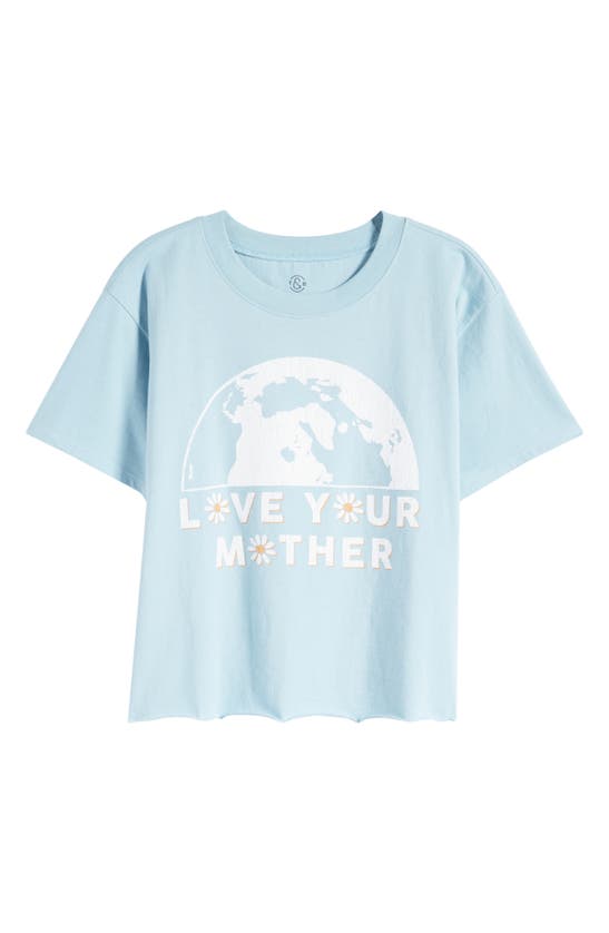 Shop Treasure & Bond Kids' Cotton Crop Graphic T-shirt In Blue Planet Love