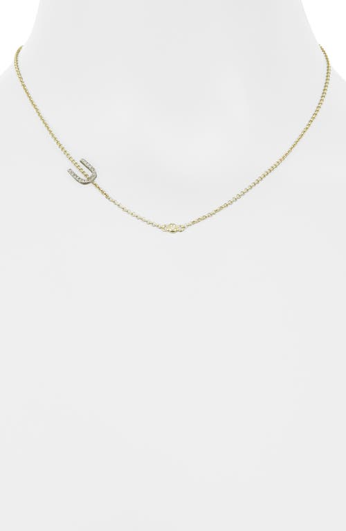 Meshmerise Bezel Diamond Initial Chain Necklace In Yellow-u