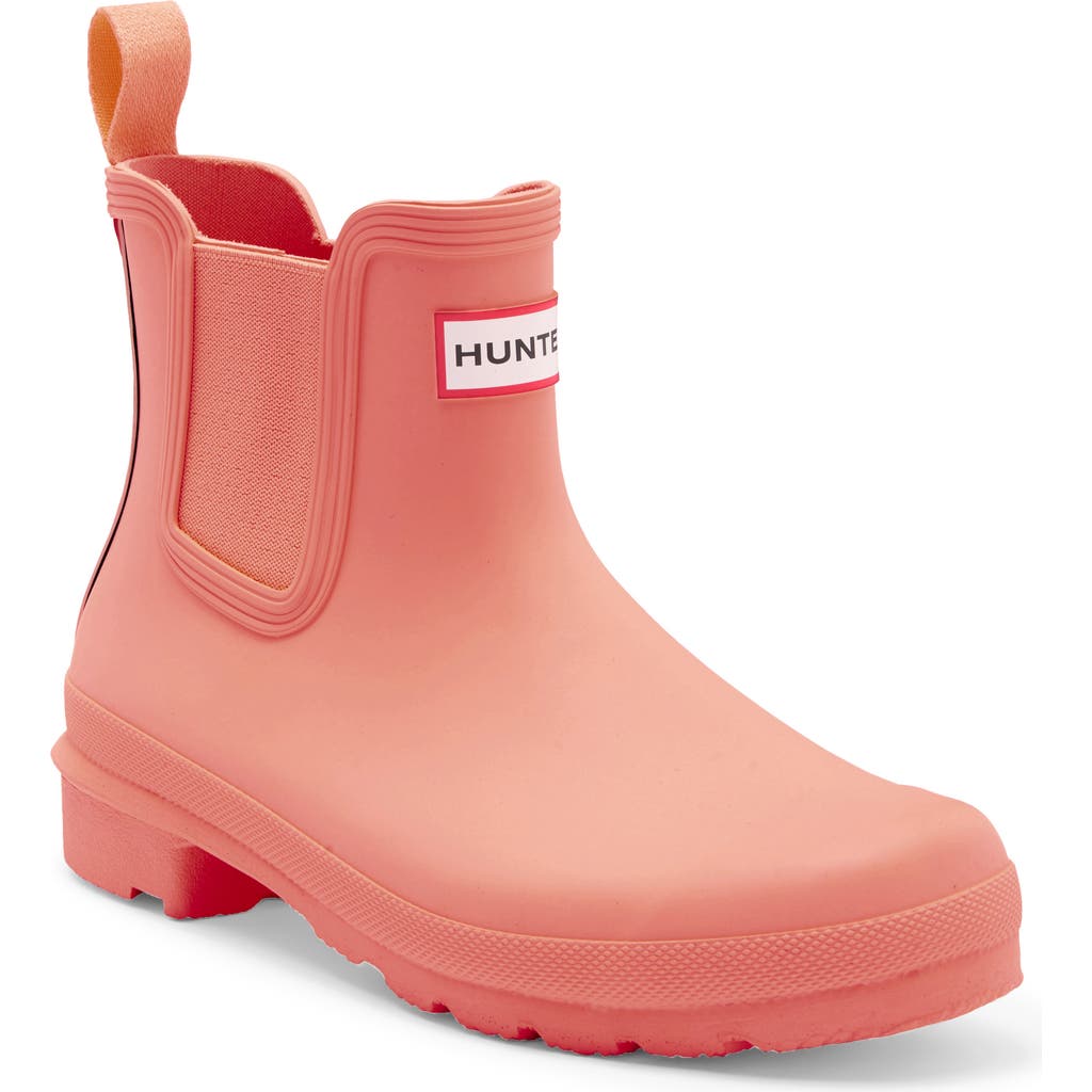 Hunter Original Waterproof Chelsea Rain Boot In Orange Flair/white Multi