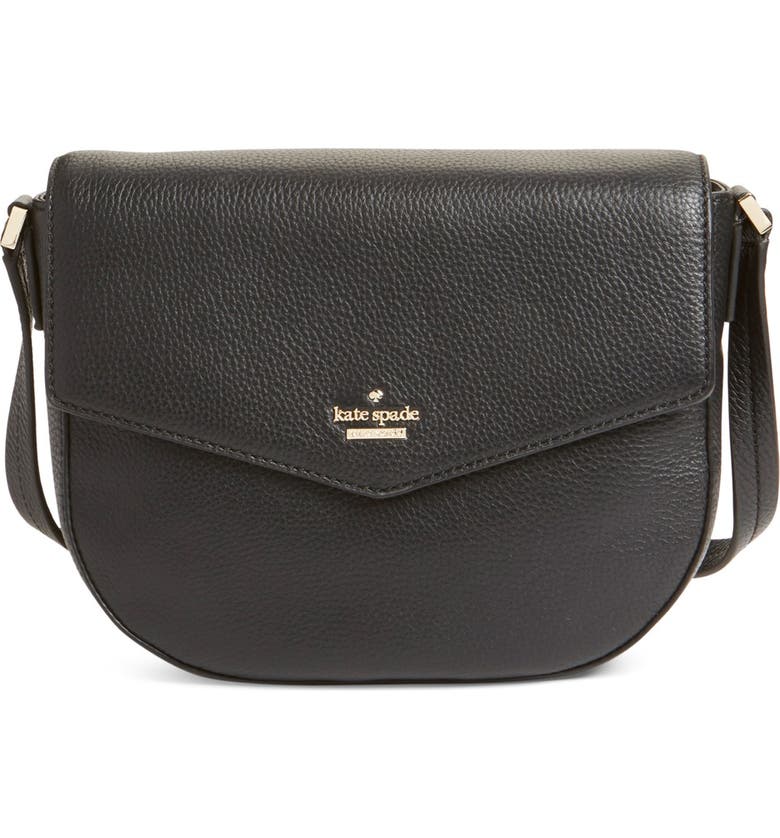 KATE SPADE NEW YORK 'spencer court - lavinia' leather crossbody bag, Main, color, BLACK