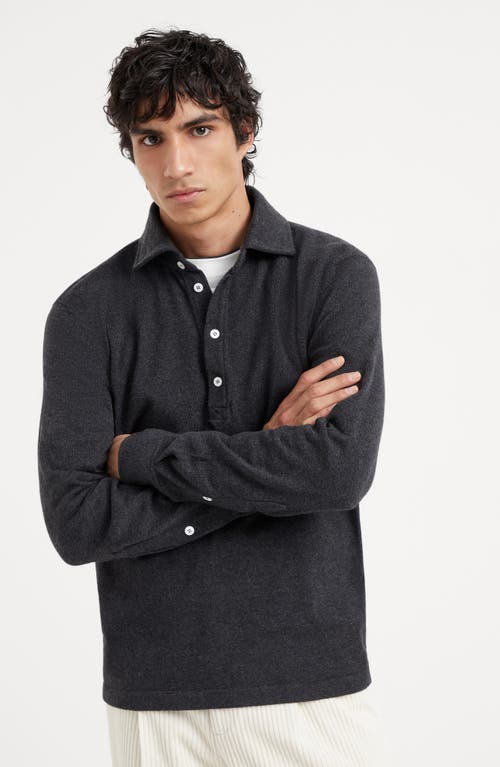 Shop Brunello Cucinelli Cashmere Knit Polo In Anthracite