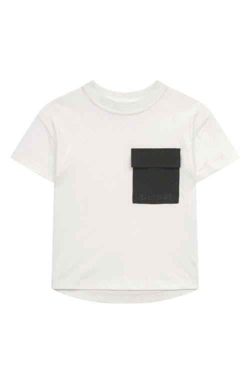 DL1961 Kids' Cotton Jersey Pocket T-Shirt in White Logo Combo at Nordstrom