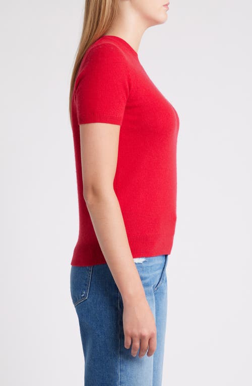 Shop Caslonr Caslon(r) Short Sleeve Wool & Cashmere Sweater In Red Lychee