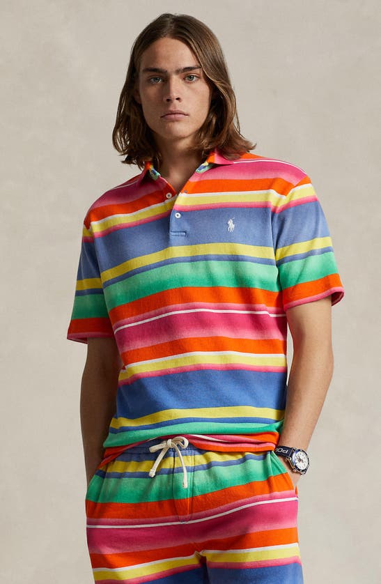 Shop Polo Ralph Lauren Stripe French Terry Polo In Marais Stripe