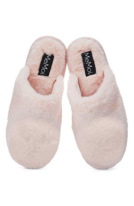 Memoi The Gloria Faux Fur Pom Slipper In Dusty Pink