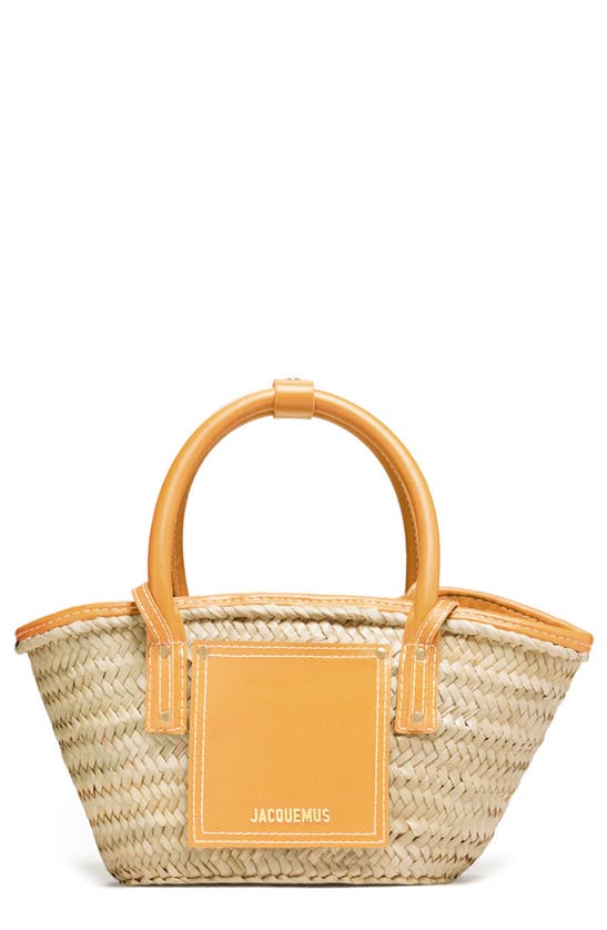 Jacquemus Le Petit Panier Soli Woven Palm Basket Bag In Dark Yellow