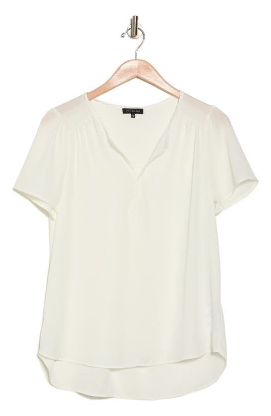 Pleione Updated Notch Neck High-low Tunic Top In Ivory