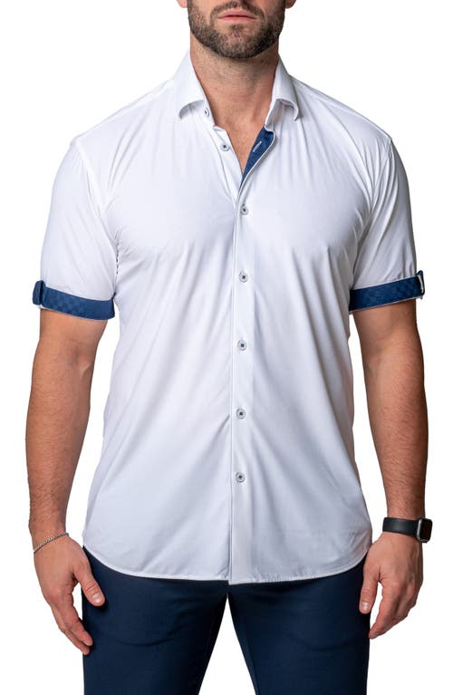 Maceoo Galileo Regular Fit Short Sleeve Button-Up Shirt White at Nordstrom,