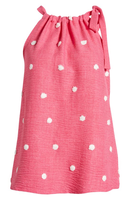 Loveappella Tie Shoulder Sleeveless Top In Fuchsia