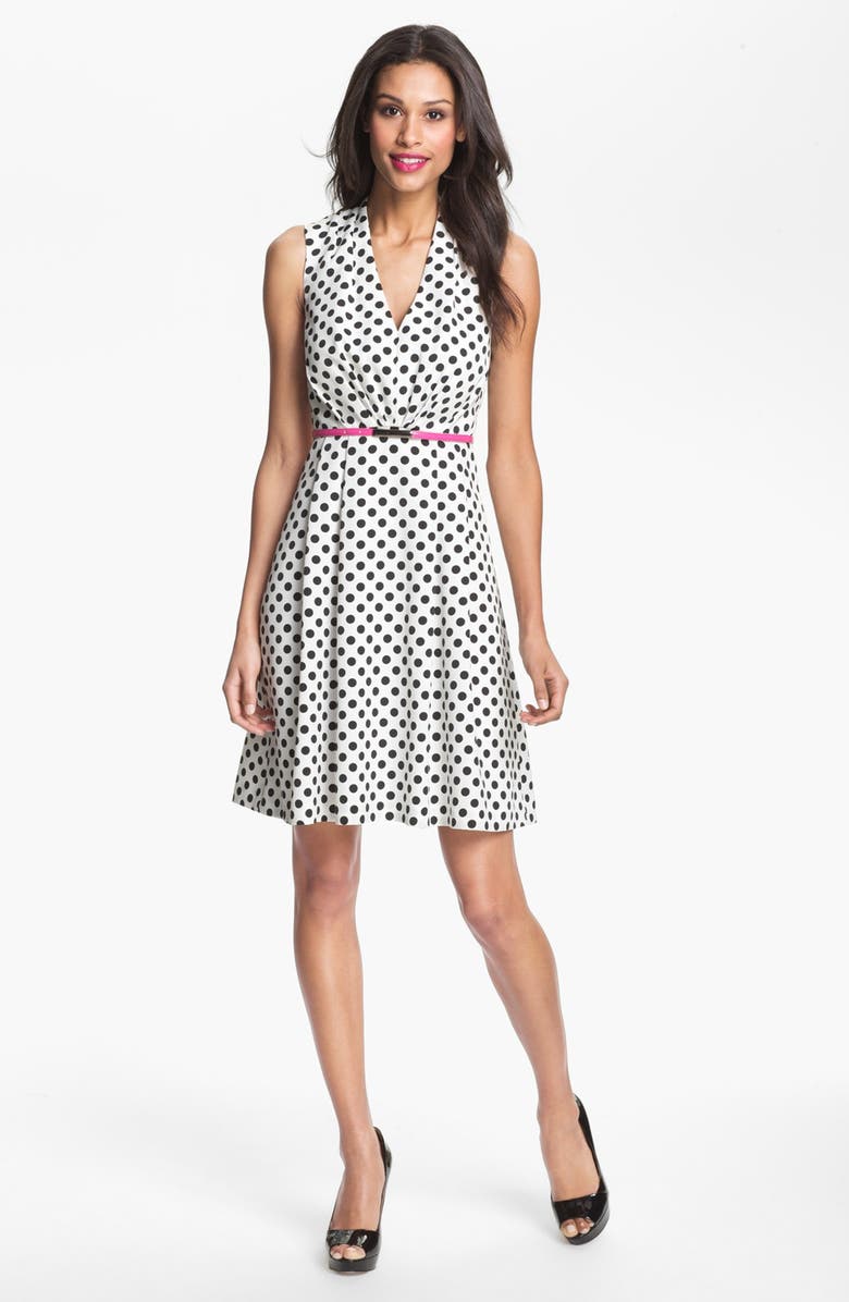 Adrianna Papell Polka Dot Fit & Flare Dress (Petite) | Nordstrom