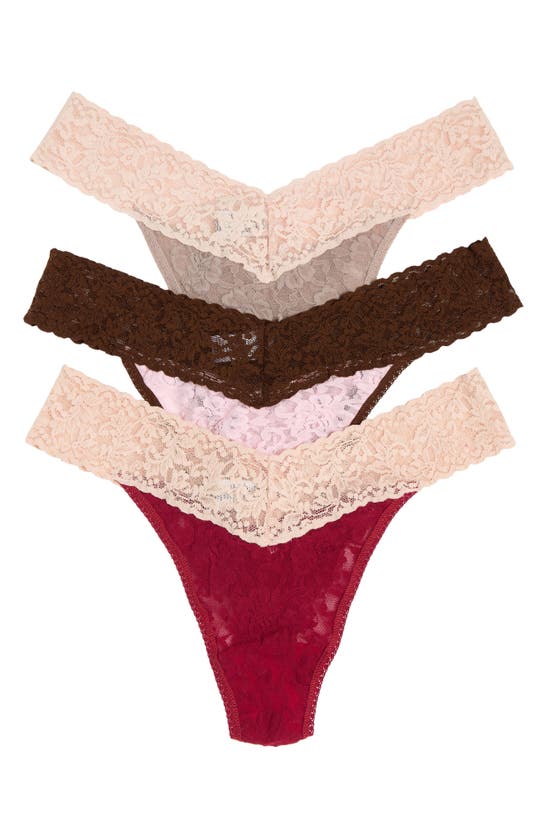 Hanky Panky Stretch Lace Thong Panties In Bsdc/ Fboc/ Tppc
