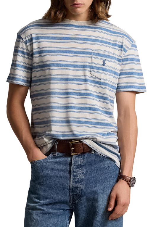 Polo Ralph Lauren Stripe Cotton Pocket T-shirt In Patina Stripe