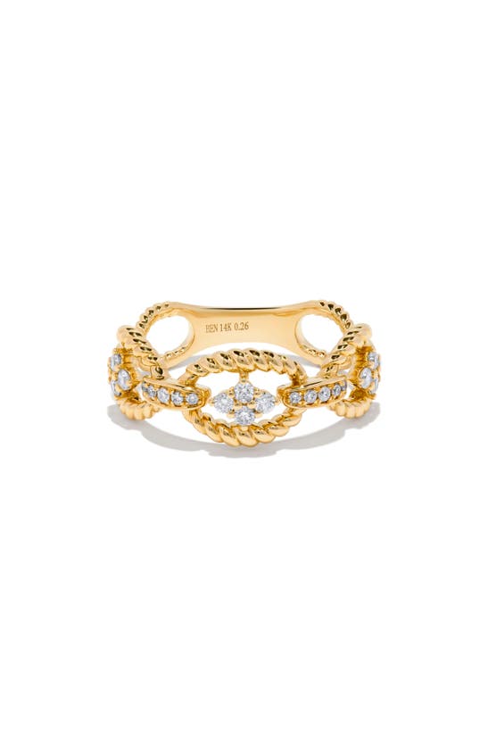 H.j. Namdar Diamond Rope Chain Ring In 14k Yellow Gold