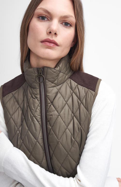 Barbour High Field Quilted Mixed Media Vest In Winter Moss/classic