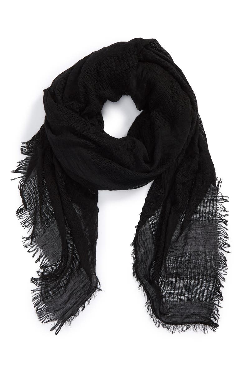 TILDON Open Weave Scarf, Main, color, Black