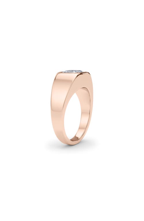 Shop Hautecarat Asscher Cut Lab Created Diamond Signet Ring In 3.00 Ctw 18k Rose Gold