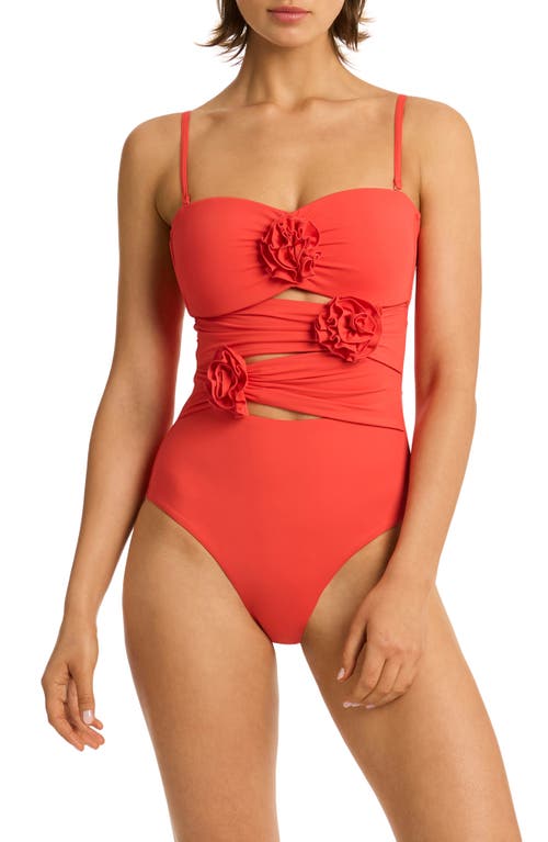 Casa Del Mar Cutout One-Piece Swimsuit in Flame